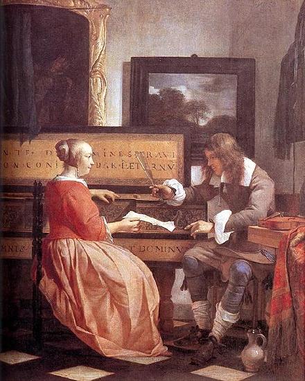 Gabriel Metsu Man and Woman Sitting at the Virginal oil painting image